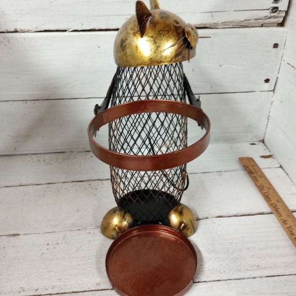 Collectible Metal Kitty Cat Wine Bottle Holder Cork Storage Vino Cage. - Picture 5 of 9